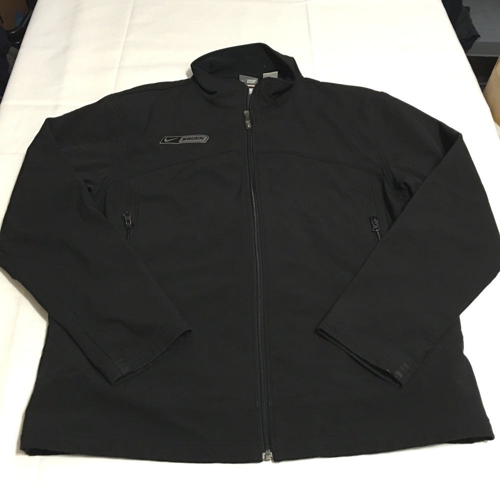 Nike Bauer Softshell Jacket Mens Large Black Full Zip Mock Neck